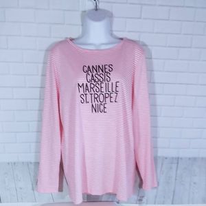 Talbots T Shirt Size X Plus Pink Stripe